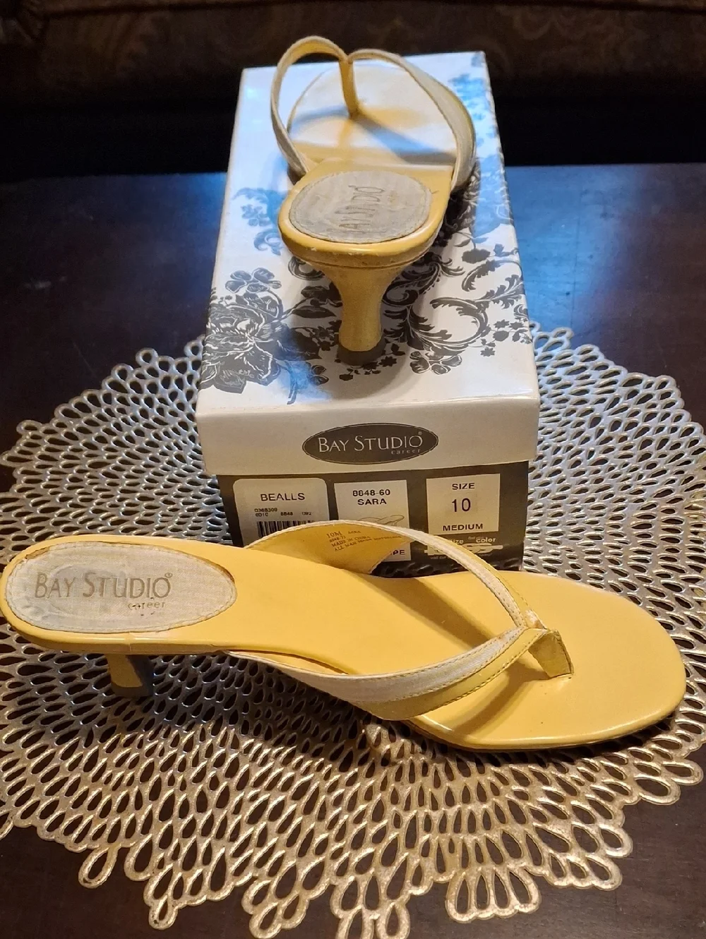 Bay Studio Yellow Kitten-Heel Thong Sandals